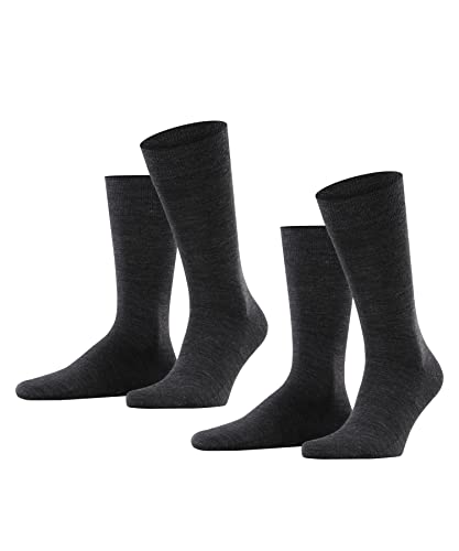 ESPRIT Herren Socken Basic Wool Multipack M So Wolle Baumwolle einfarbig 2 Paar, Grau Anthracite Melange 3080, 43-46 von ESPRIT