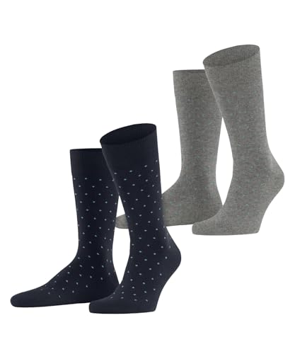 ESPRIT Herren Socken Fine Dot Multipack M So Baumwolle gemustert 2 Paar, Mehrfarbig Blue Grey 0210, 39-42 von ESPRIT