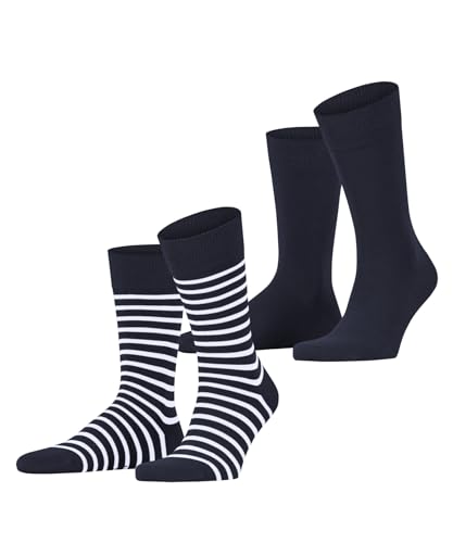 ESPRIT Herren Socken Fine Stripe Multipack M So Baumwolle gemustert 2 Paar, Blau Space Blue 6116, 39-42 von ESPRIT