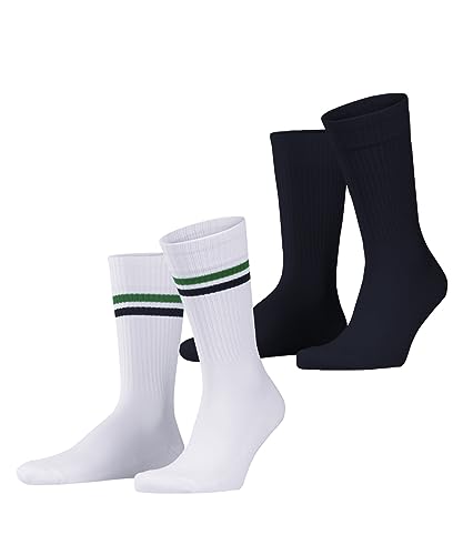 ESPRIT Herren Tennis Stripe 2-Pack M SO Baumwolle Gemustert 2 Paar Socken, blickdicht, Weiß (Woolwhite 2060) neu-umweltfreundlich, 39-42 (2er Pack) von ESPRIT