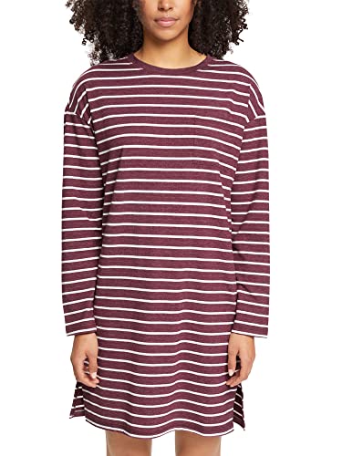 ESPRIT Damen Y/D Stripe Cotton Sus Nightshirt Nachthemd, Bordeaux Red, 46 EU von ESPRIT