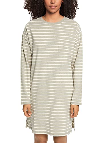 ESPRIT Damen Y/D Stripe Cotton Sus Nightshirt Nachthemd, Light Khaki, 42 von ESPRIT