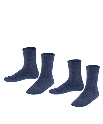 ESPRIT Unisex Kinder Socken Foot Logo 2-Pack K SO Baumwolle einfarbig 2 Paar, Blau (Navy Blue Melange 6490), 23-26 von FALKE