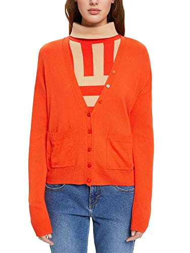 ESPRIT Damen 023ee1i305 Strickjacke, 635/Orange Red, L von ESPRIT