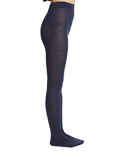 ESPRIT Damen Strumpfhose Plain W Ti Baumwolle Wolle einfarbig 1 Stück, Blau Navy Melange 6127-O, 38-40 von ESPRIT