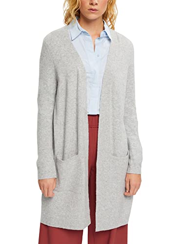 ESPRIT Damen 991ee1i327 Strickjacke, Light Grey, XS EU von ESPRIT