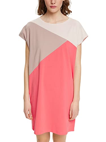 ESPRIT Damen Color Block CO SUS Nightshirt S-SLV Nachthemd, Coral, 36 von ESPRIT