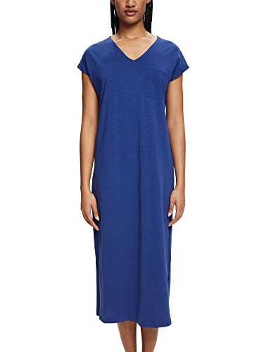 ESPRIT Damen Cotton Slub Sus Nightshirt S-slv Nachthemd, Dark Blue, 34 von ESPRIT