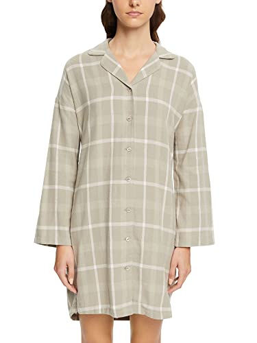 ESPRIT Damen Flannel Check 2 SUS Nightshirt Nachthemd, Light Khaki 3, 38 von ESPRIT