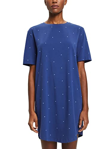 ESPRIT Damen Seasonal Print Co Sus Nightshirt S-slv Nachthemd, Dark Blue, 36 von ESPRIT