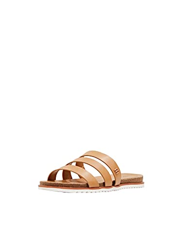 ESPRIT Pantoletten in Lederoptik, Damen modischer Slipper, 235 Caramel 2, 40 EU von ESPRIT