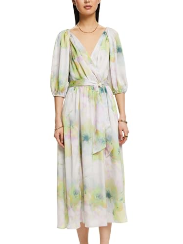 ESPRIT Satin-Maxikleid mit V-Ausschnitt und Print von ESPRIT