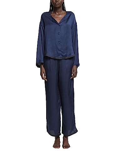 ESPRIT Damen Satin Colour Block CVE Pyjama Pyjamaset, Ink, 38 von ESPRIT