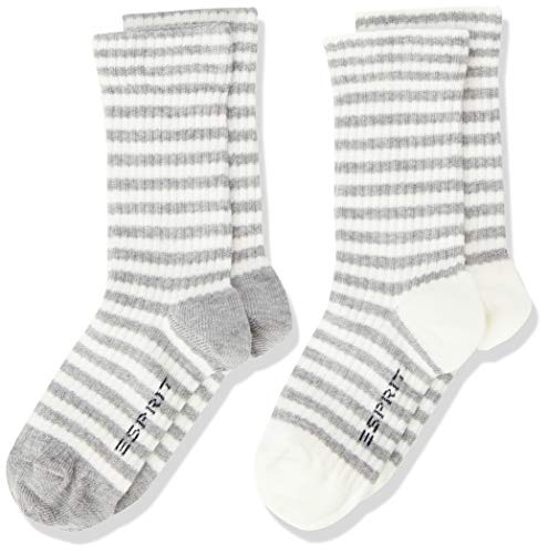 ESPRIT Socken Sporty Stripe 2-Pack Baumwolle Kinder grau blau viele weitere Farben verstärkte Kindersocken mit Muster atmungsaktiv dünn mit Streifen im Multipack Doppelpack 2 Paar von ESPRIT