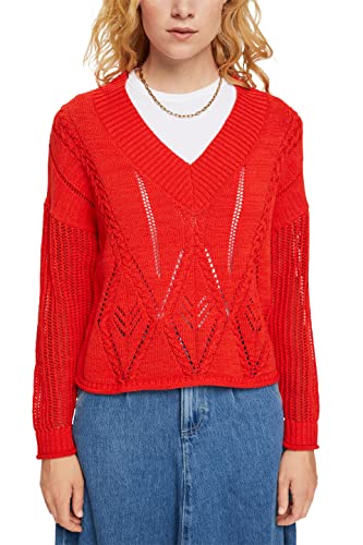 ESPRIT Damen Pullover 072ee1i304, Orange Red, M von ESPRIT