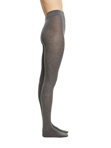ESPRIT Damen Strumpfhose Plain W Ti Baumwolle Wolle einfarbig 1 Stück, Grau Light Grey Melange 3390-O, 36-38 von ESPRIT