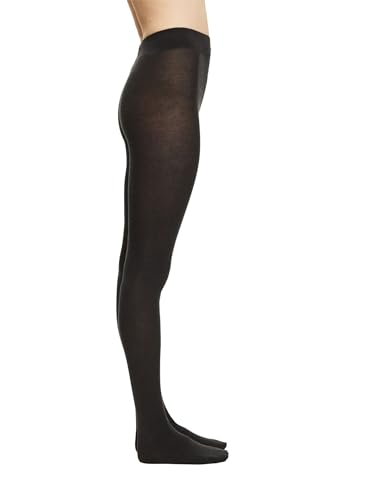 ESPRIT Damen Strumpfhose Plain W TI Baumwolle Wolle einfarbig 1 Stück, Schwarz (Black 3000), 44-46 von ESPRIT