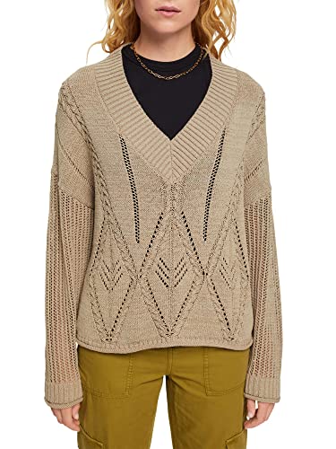 ESPRIT Damen Pullover 072ee1i304, Pale Khaki, XS von ESPRIT