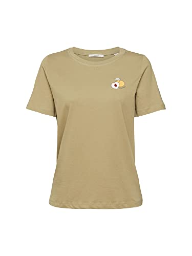ESPRIT Damen 082EE1K343 T-Shirt, 265/PALE Khaki, S ESPRIT Damen 082EE1K343 T-Shirt, 265/PALE Khaki, S von ESPRIT