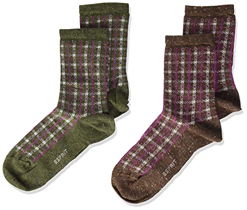Esprit Unisex Kinder Check 2-Pack K SO Socken, Mehrfarbig (Sortiment 0030), 35-38 (9-12 Jahre) (2er Pack) von Esprit