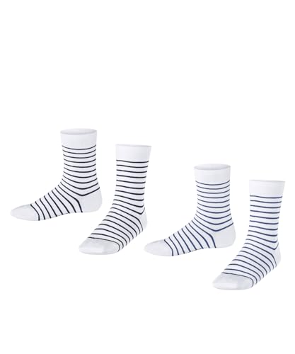 ESPRIT Unisex kinder Socken Fine Line Multipack K So Baumwolle gemustert 2 Paar, Mehrfarbig Weiß 0020, 23-26 von ESPRIT