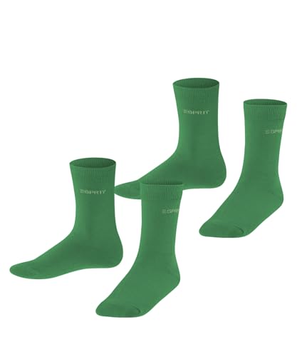 ESPRIT Unisex Kinder Socken Foot Logo Multipack K So Baumwolle einfarbig 2 Paar, Grün Apple 7200, 23-26 von ESPRIT