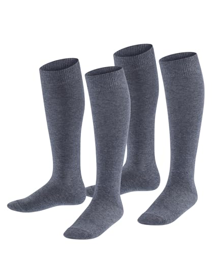 ESPRIT Unisex Kinder Kniestrümpfe Foot Logo Multipack K Kh Baumwolle lang einfarbig 2 Paar, Grau Light Grey Melange 3390, 27-30 von ESPRIT