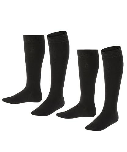 ESPRIT Unisex Kinder Kniestrümpfe Foot Logo 2-Pack K KH Baumwolle lang einfarbig 2 Paar, Schwarz (Black 3000) neu - umweltfreundlich, 23-26 von ESPRIT