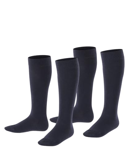 ESPRIT Unisex Kinder Kniestrümpfe Foot Logo Multipack K Kh Baumwolle lang einfarbig 2 Paar, Blau Marine 6120, 27-30 von ESPRIT