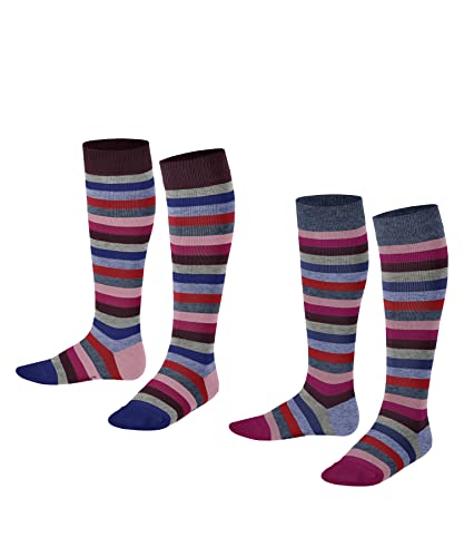 ESPRIT Unisex Kinder Kniestrümpfe Multi Stripe 2-Pack, Baumwolle, 2 Paar, Blau (Light Denim 6660), 27-30 von ESPRIT