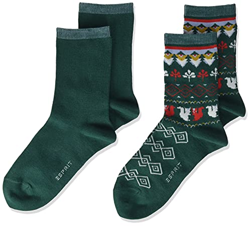 ESPRIT Unisex Kinder Nordic 2-Pack K SO Socken, Grün (Pine 7292), 23-26 (2-3 Jahre) (2er Pack) von ESPRIT