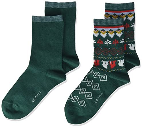 ESPRIT Unisex Kinder Nordic 2-Pack K SO Socken, Grün (Pine 7292), 27-30 (3-6 Jahre) (2er Pack) von ESPRIT