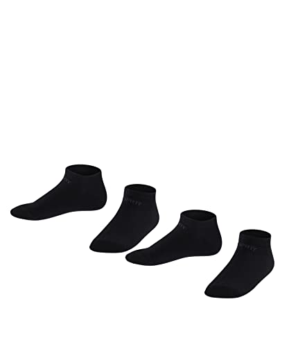 ESPRIT Unisex Kinder Sneakersocken Foot Logo 2-Pack K SN Baumwolle kurz einfarbig 2 Paar, Schwarz (Black 3000), 31-34 von ESPRIT