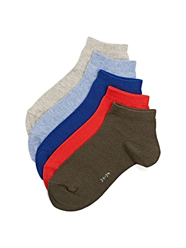 ESPRIT Unisex Kinder Sneakersocken Solid Mix Multipack K Sn Baumwolle kurz einfarbig 5 Paar, Mehrfarbig Blue Grey Red Mix 0020, 23-26 von ESPRIT