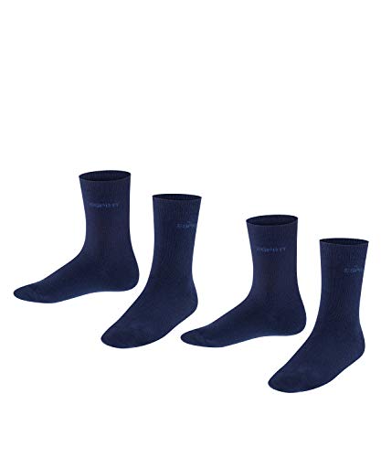 ESPRIT Unisex Kinder Socken Foot Logo 2-Pack K SO Baumwolle einfarbig 2 Paar, Blau (Marine 6120), 23-26 von FALKE