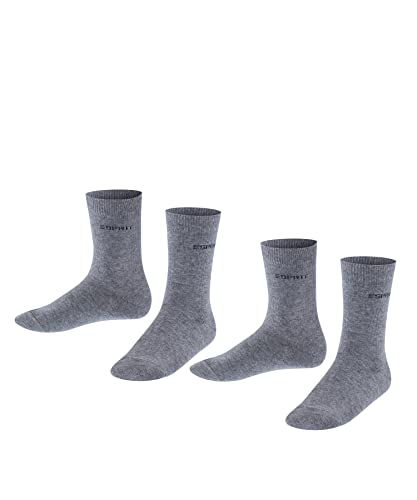 ESPRIT Unisex Kinder Socken Foot Logo 2-Pack K SO Baumwolle einfarbig 2 Paar, Grau (Light Grey Melange 3390), 27-30 von FALKE