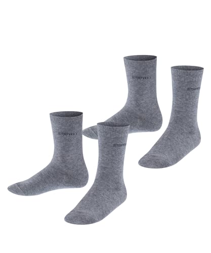 ESPRIT Unisex Kinder Socken Foot Logo Multipack K So Baumwolle einfarbig 2 Paar, Grau Light Grey Melange 3390, 31-34 von ESPRIT