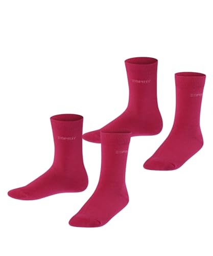 ESPRIT Unisex Kinder Socken Foot Logo Multipack K So Baumwolle einfarbig 2 Paar, Rot Scarlet 8859, 35-38 von ESPRIT