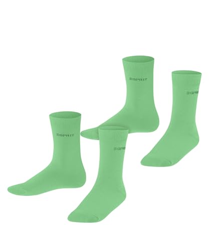 ESPRIT Unisex Kinder Socken Foot Logo Multipack K So Baumwolle einfarbig 2 Paar, Grün Spring Bud 7521, 31-34 von ESPRIT