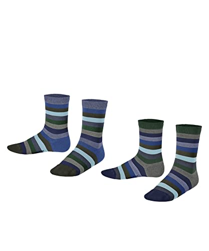 ESPRIT Unisex Kinder Socken Multi Stripe 2-Pack, Biologische Baumwolle, 2 Paar, Grün (Pine 7292), 27-30 von ESPRIT