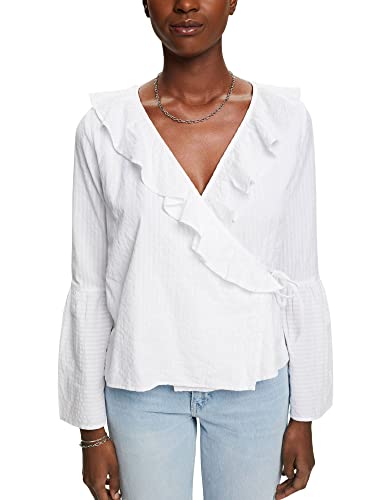 ESPRIT Damen 023ee1f312 Bluse, 100/White, L von ESPRIT