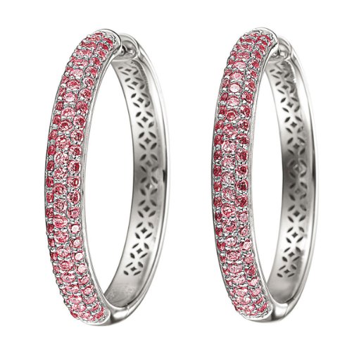 Esprit Collection Damen-Creolen 925 Sterling Silber rhodiniert Kristall Zirkonia amorbess magna berry pink ELCO90667E000 von ESPRIT