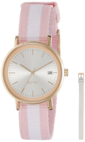 Esprit Damen Datum klassisch Quarz Uhr mit Nylon Armband ES108362003 von Esprit