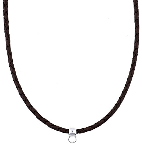 Esprit Damen-Charms-Kette, Hell Braun, 925 Sterlingsilber Leder 75-80cm ESNL92070A750 von ESPRIT