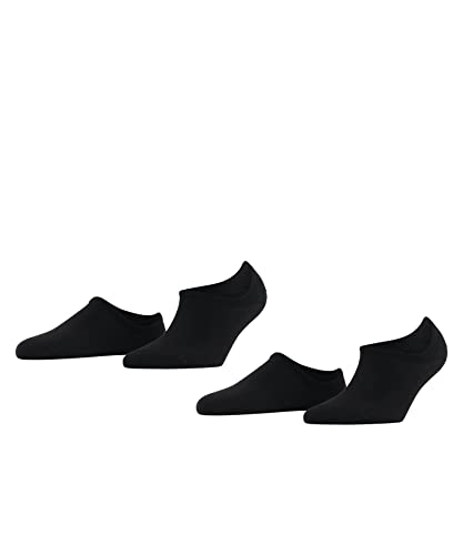 ESPRIT Damen Füßlinge Solid High 2-Pack W IN Baumwolle unsichtbar einfarbig 2 Paar, Schwarz (Black 3000), 39-42 von ESPRIT