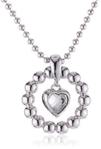 Esprit Damen-Kette pellet heart silver 925 Sterlingsilber 1 Glasstein farblos 42-45cm ESNL92073A420 von ESPRIT