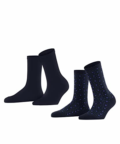 ESPRIT Damen Socken Playful Dot 2-Pack W SO Baumwolle gemustert 2 Paar, Blau (Marine 6120), 39-42 von ESPRIT