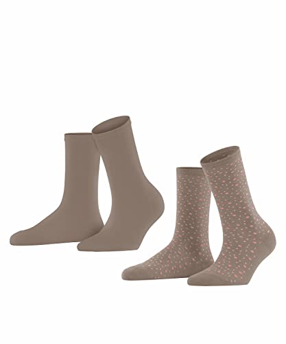 Esprit Damen Socken Playful Dot 2-Pack, Nachhaltige biologische Baumwolle, 2 Paar, Braun (Sughero 5031), 35-38 von ESPRIT