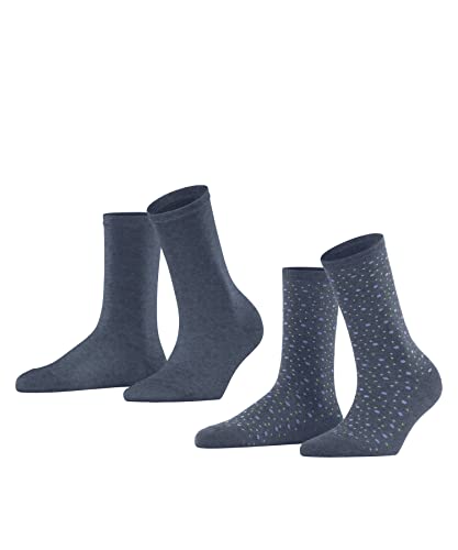 ESPRIT Damen Socken Playful Dot 2-Pack W SO Baumwolle gemustert 2 Paar, Blau (Light Denim 6660), 35-38 von ESPRIT