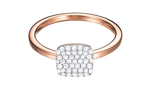 Esprit Damen-Ring Glam Square 925 Silber rhodiniert Zirkonia weiß Rundschliff von ESPRIT